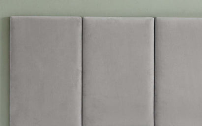 Penelope light grey recycled velvet small panel headboard