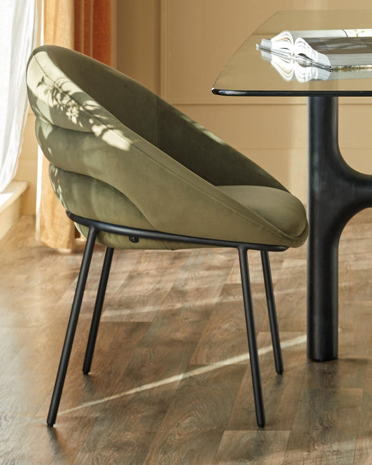 Phoebe olive green velvet dining chair