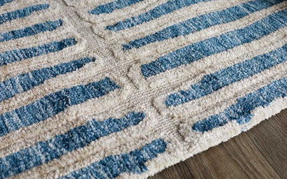 Raine Large Soft Touch Textured Rug Cream and Blue