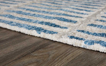 Raine Large Soft Touch Textured Rug Cream and Blue