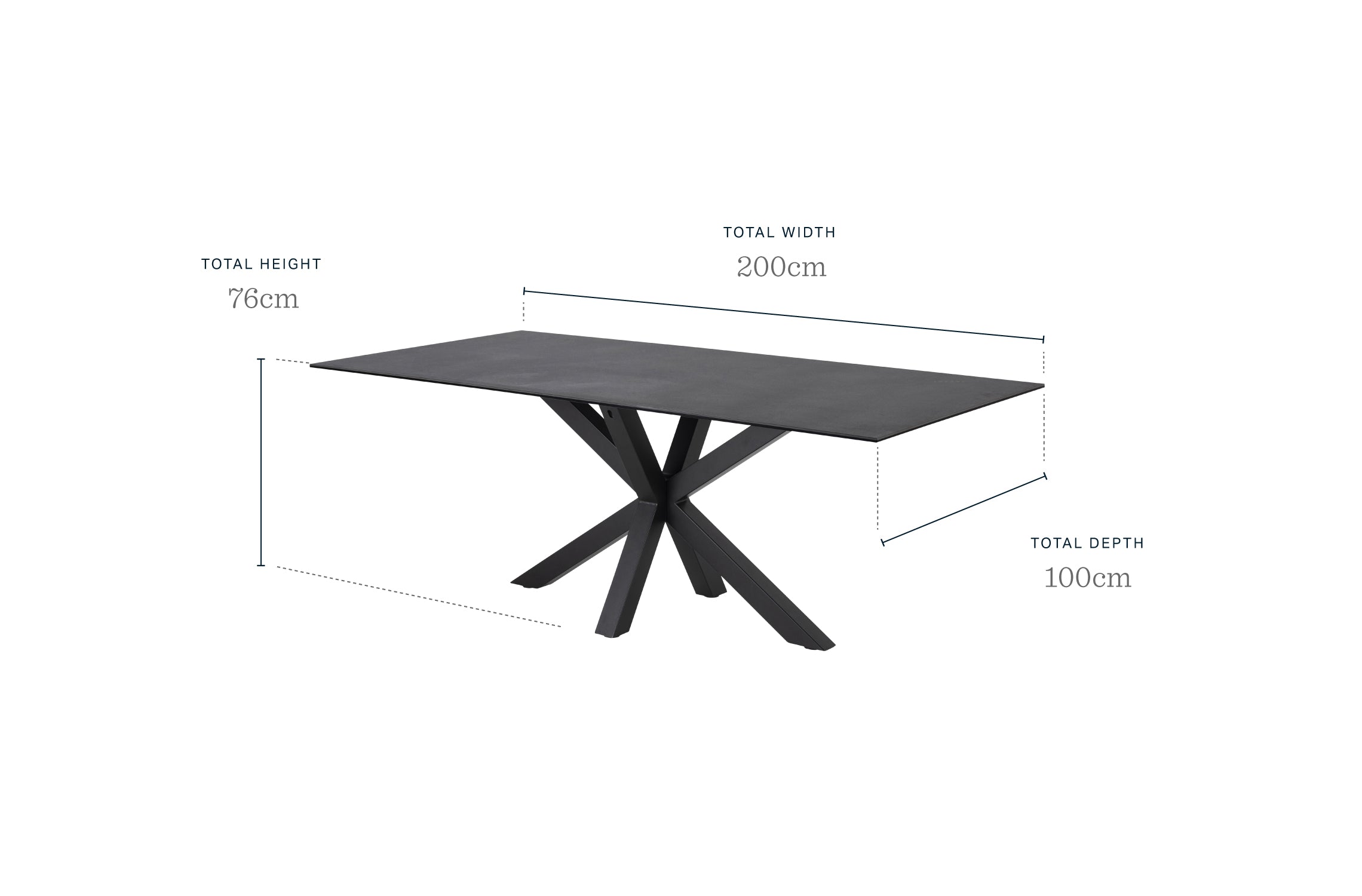 Riley Dark Grey Ceramic 8 Seater Dining Table