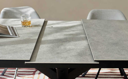 Riley Light Grey Ceramic Extending 8 to 10 Seater Dining Table