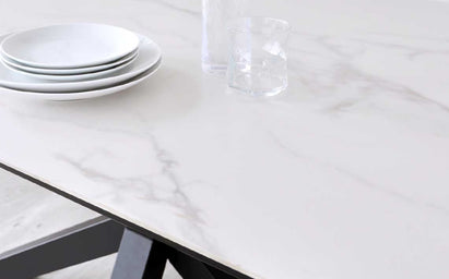 Riley White Marbled Ceramic 8 Seater Dining Table