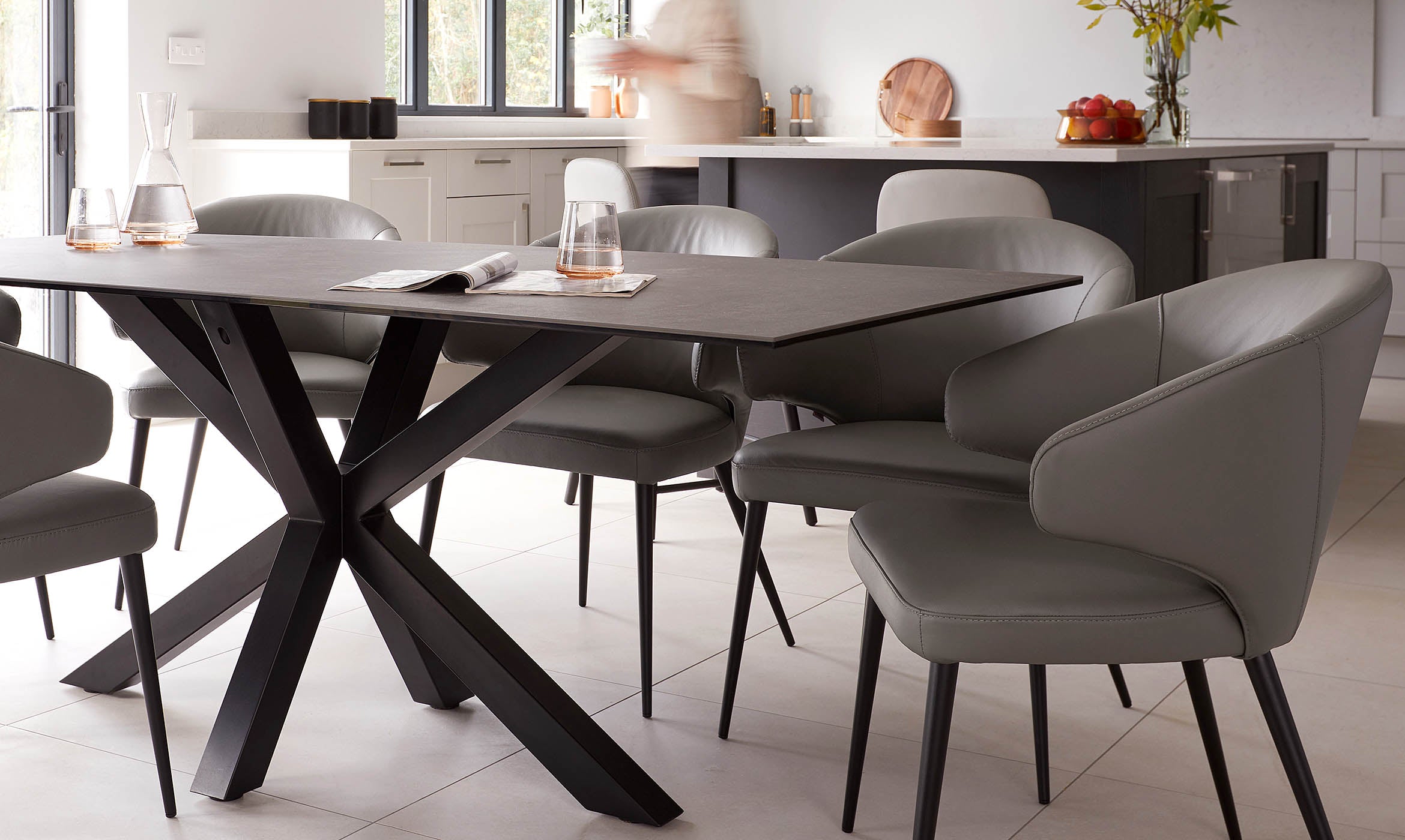 Riley Dark Grey Ceramic 8 Seater Dining Table