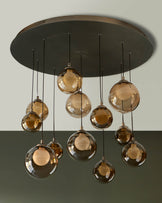 Riley mocha glass 12 LED light adjustable drop pendant