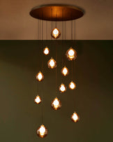 Riley mocha glass 12 LED light adjustable drop pendant