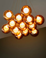 Riley mocha glass LED light cluster bubble  adjustable pendant