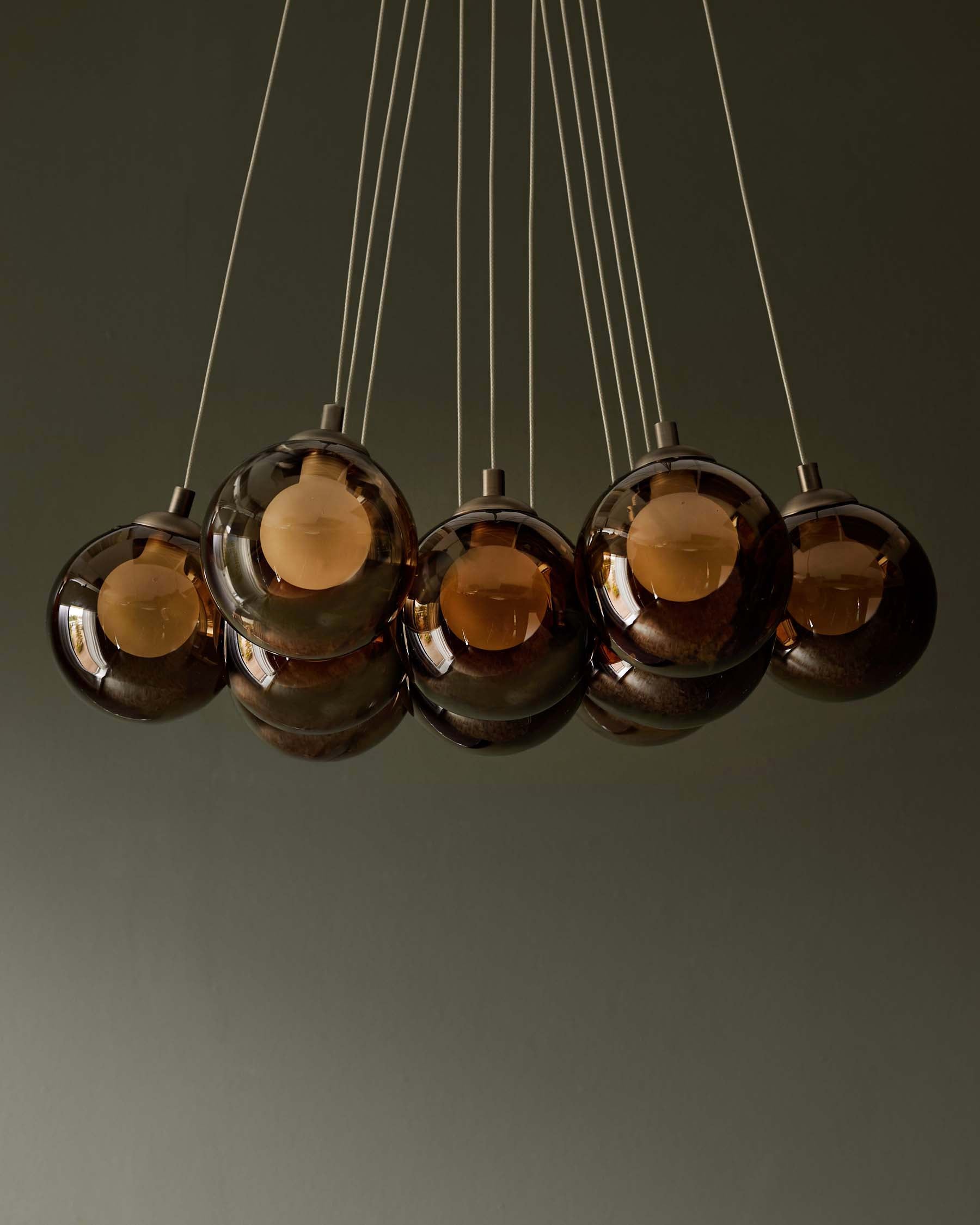 Riley mocha glass LED light cluster bubble adjustable pendant – Danetti