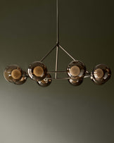 Riley mocha glass 8 light adjustable pendant