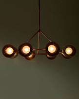 Riley mocha glass 8 light adjustable pendant