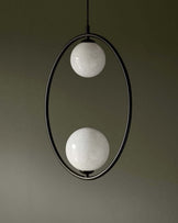 Riley marble look glass 2 light adjustable pendant