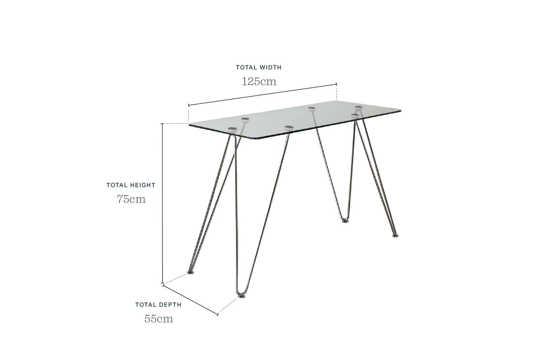 Ripple Glass And Polished Stainless Steel Desk