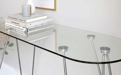 Ripple Glass And Polished Stainless Steel Console Table