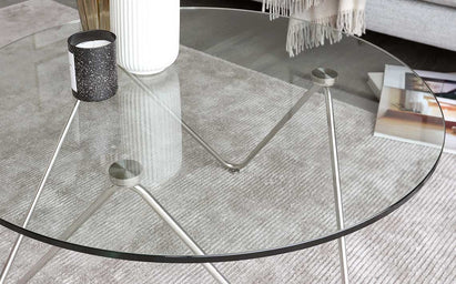 Ripple Glass and Polished Stainless Steel Coffee Table