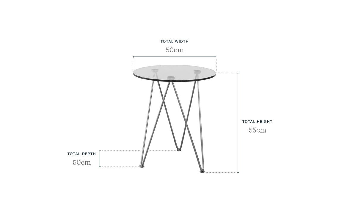 Ripple Glass Side Table With Black Legs