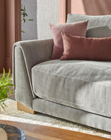 Saige mid grey fabric 3 seater sofa with natural wood legs