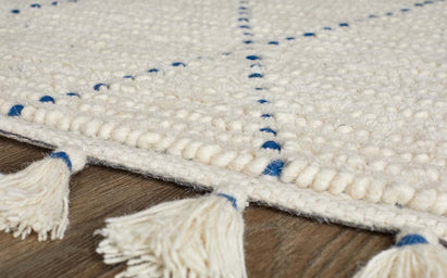 Salma Medium Flat Weave Wool Rug Cream and Blue