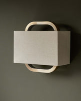 Sanza natural linen and brushed bronze wall light