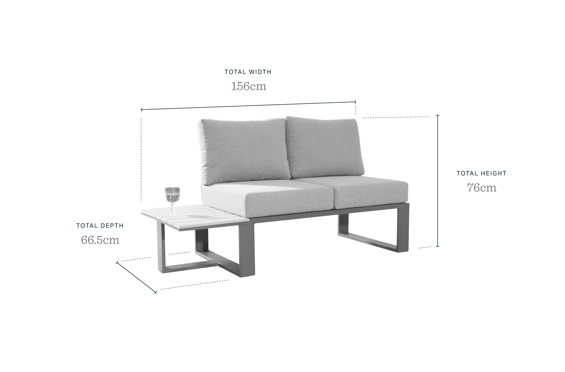 Savannah Natural 2 Seater Modular Seat with Side Table