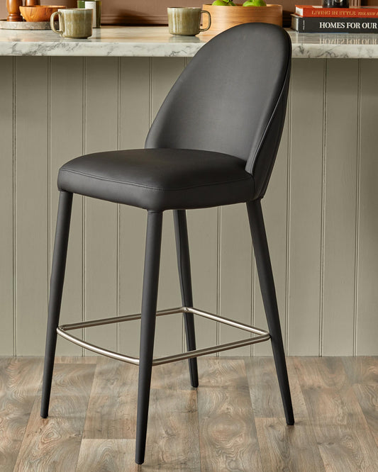 Saylor black faux leather bar stool