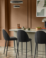 Saylor black faux leather bar stool