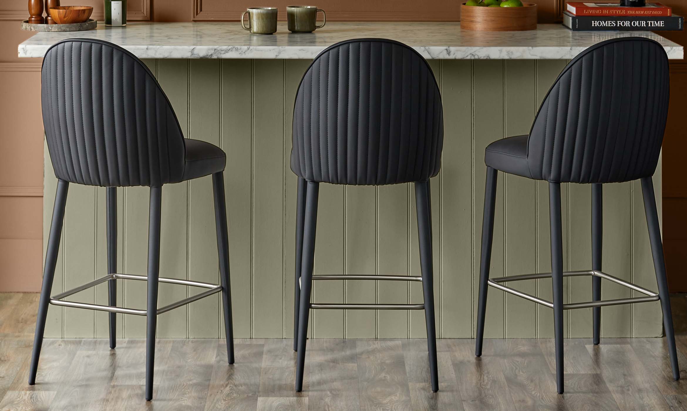 Saylor black faux leather bar stool