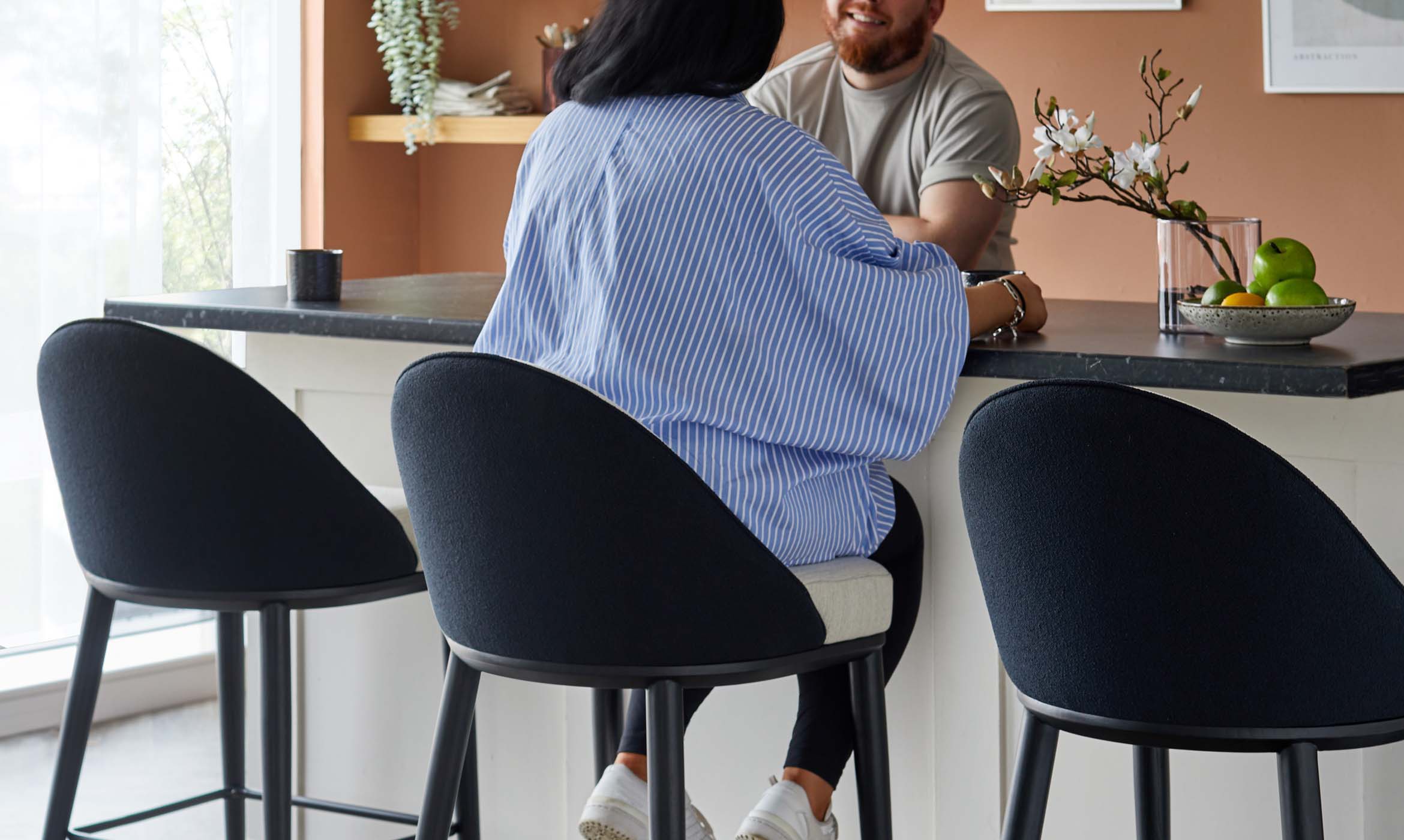 Scarlett black mixed material bar stool