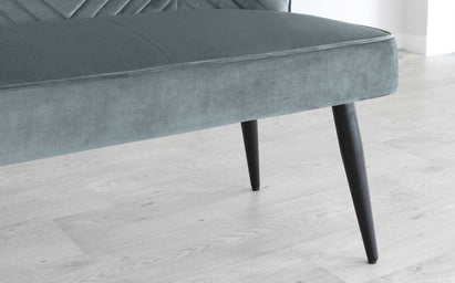 Serena Blue Grey Velvet 3 Seater Dining Bench with Backrest