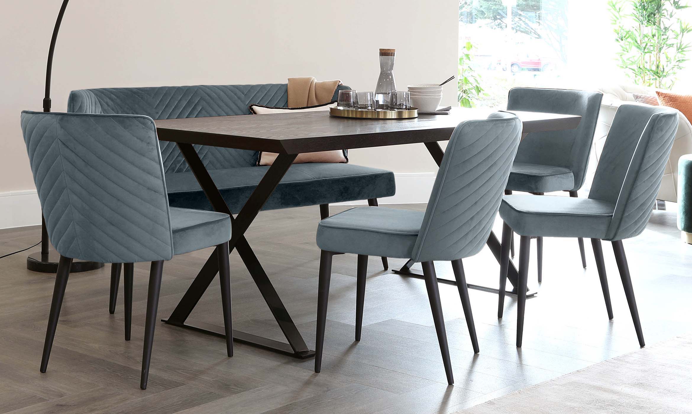 Serena Blue Grey Velvet Dining Chair(Sold in pairs)