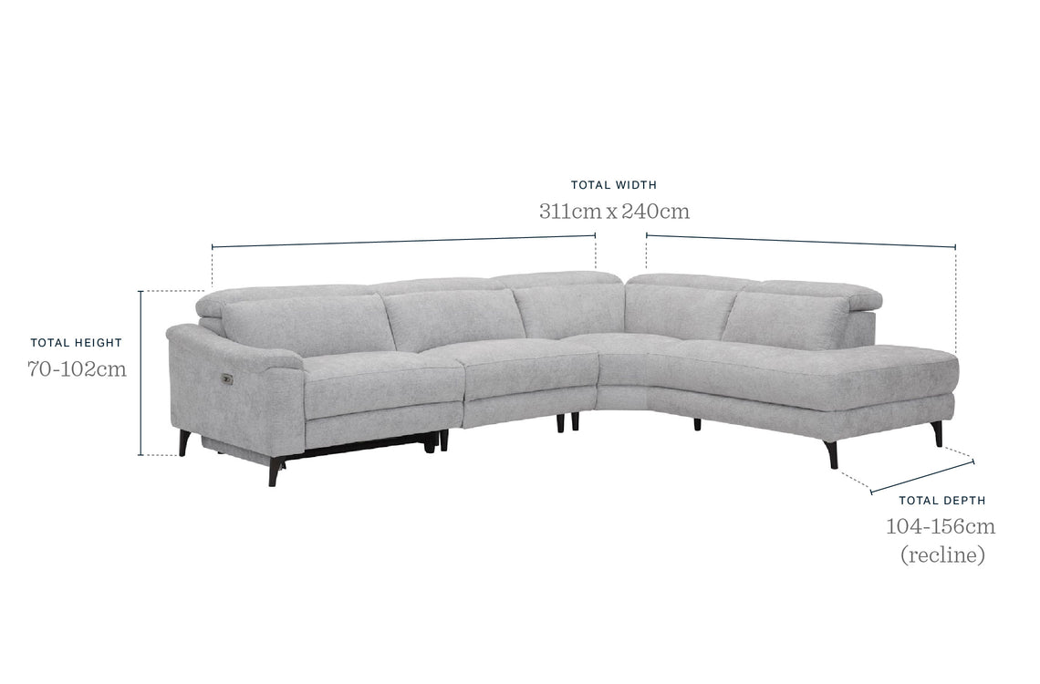 Serene Grey Fabric Reclining Right Corner Chaise