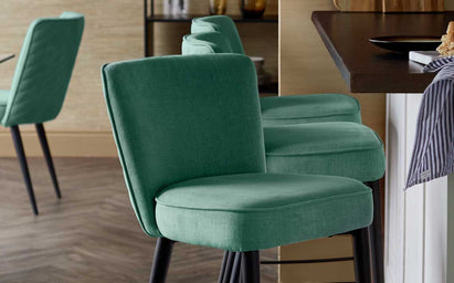 Serena sage green chenille bar stool