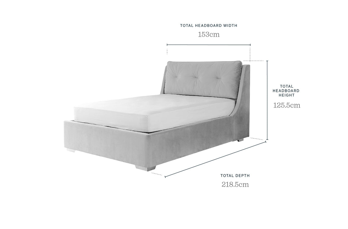 Siesta Grey Velvet Double Ottoman Storage Bed