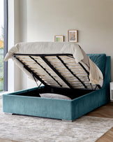 Siesta Blue Velvet King Size Ottoman Storage Bed