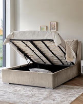 Siesta Champagne Velvet Double Ottoman Storage Bed