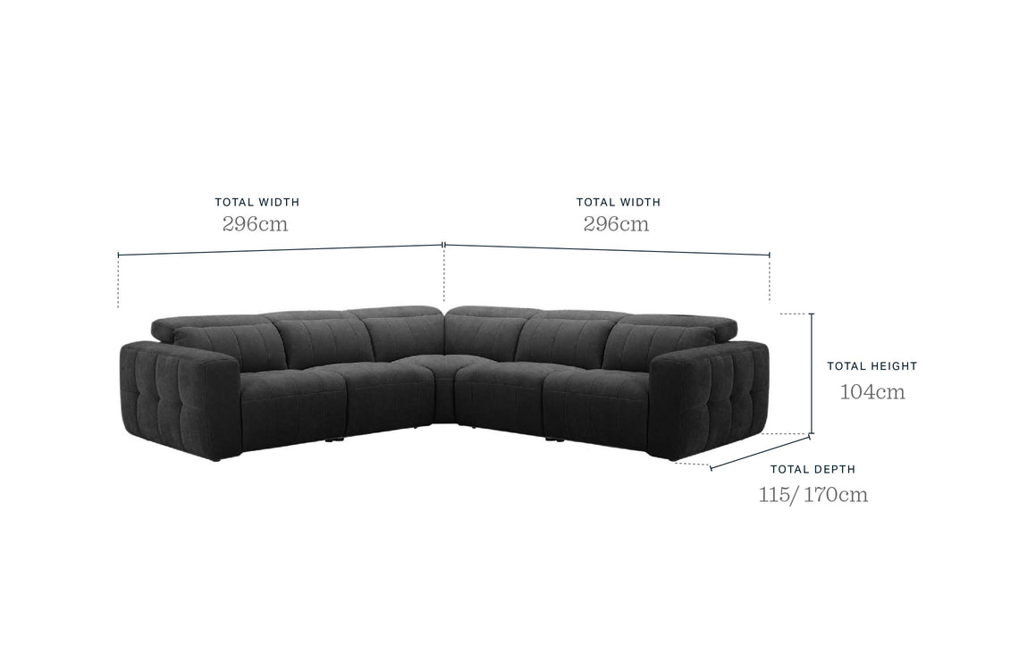 Skye dark grey fabric large corner sofa