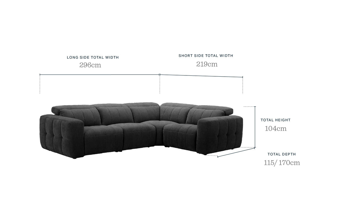 Skye dark grey fabric small corner sofa