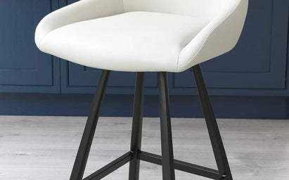 Theo Light Grey Faux Leather Swivel Bar Stool With Black Legs