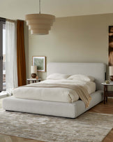 Taylor ivory dual tone fabric king ottoman storage bed