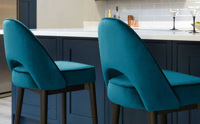 Clover Dark Teal Velvet Bar Stool