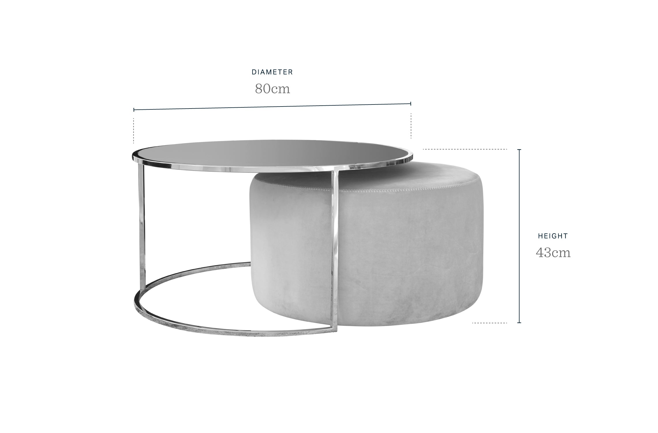 Thea Round Coffee Table & Champagne Pouffe