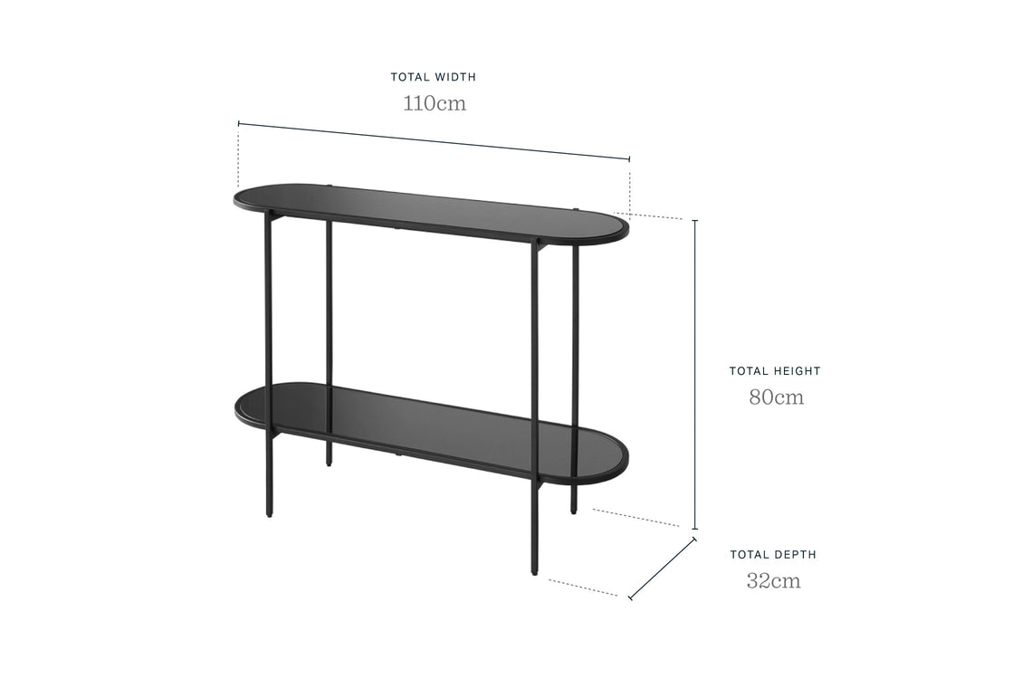 Thea Black Smoked Mirror Console Table