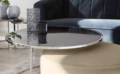 Thea Round Coffee Table & Champagne Pouffe