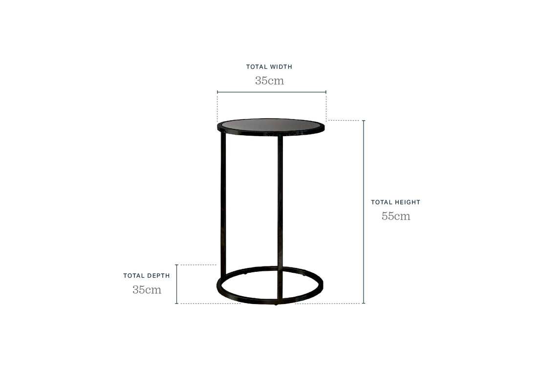 Thea Smoked Mirror and Stainless Steel Tray Table