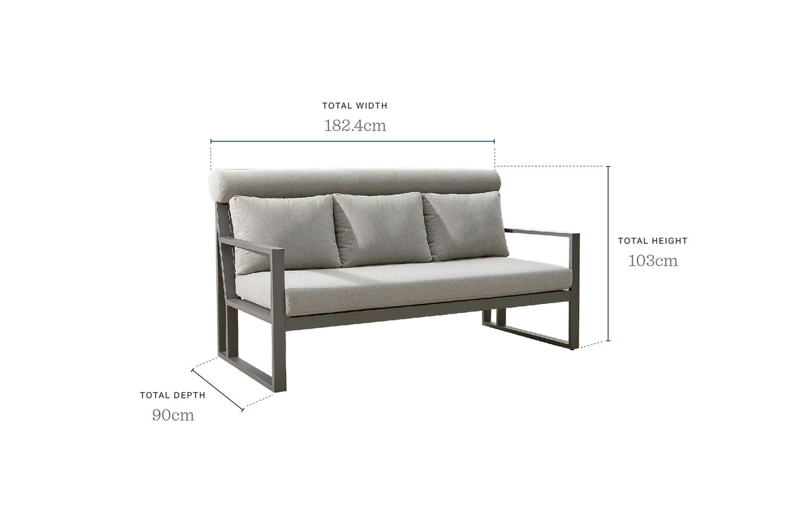 Verano Grey 3 Seater Garden Sofa Bench