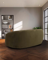 Zoey olive green velvet 2 seater sofa