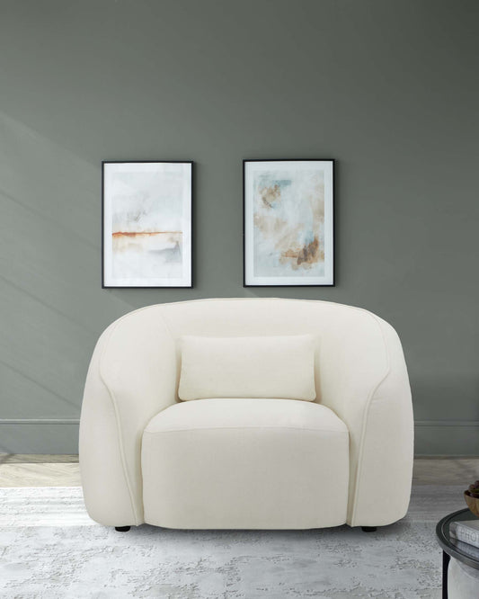 Zoey ivory boucle armchair