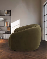 Zoey olive green velvet armchair