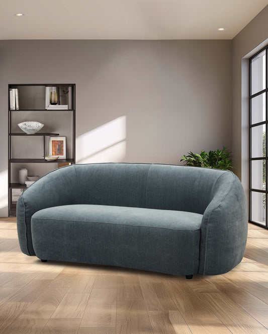 Zoey blue grey fabric 2 seater sofa