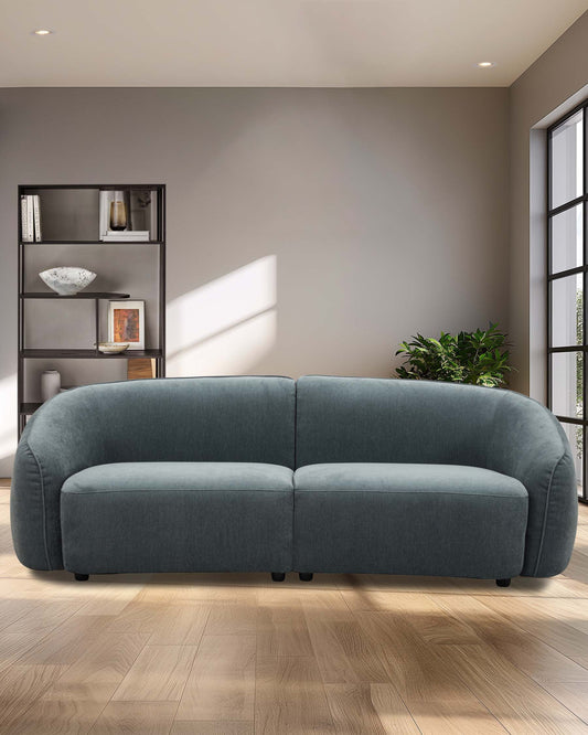 Zoey blue grey fabric 3 seater sofa