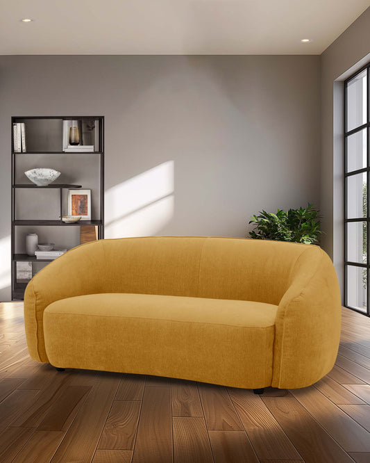 Zoey ochre fabric 2 seater sofa